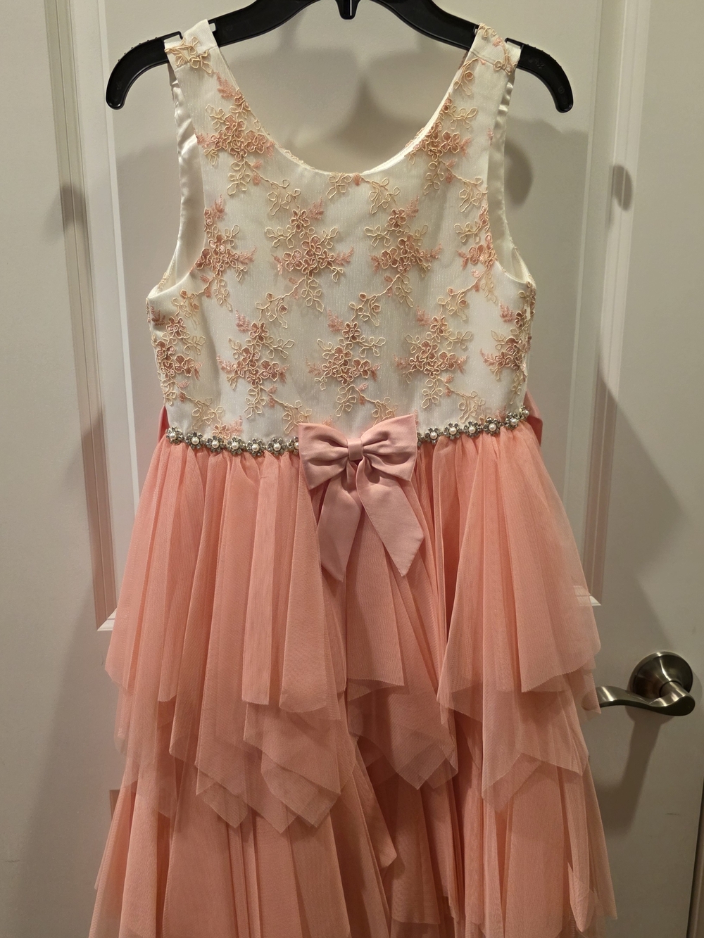 American Princess Pink and Cream Floral Tulle Party Dress